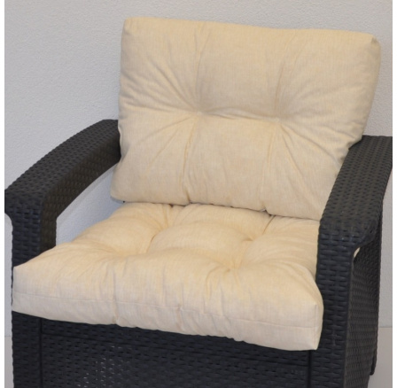 Poduška na kreslo z umelého ratanu - látka svetlo béžový melír