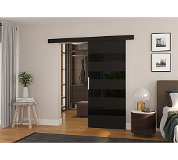 Posuvné dvere na stenu MILOU 86 Black+Black Lacobel