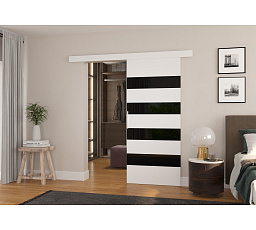 Posuvné dvere na stenu MILOU 86 White+Black Lacobel