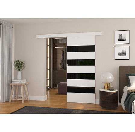 Posuvné dvere na stenu MILOU 86 White+Black Lacobel Posuvné dvere na stenu MILOU 86 White+Black Lacobel