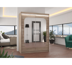 Posuvná skriňa so zrkadlom a LED osvetlením CLEVER 150 Truffle+Truffle