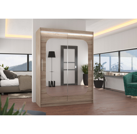 Posuvná skriňa so zrkadlom a LED osvetlením CLEVER 150 Truffle+Truffle
