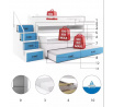 Detská poschodová posteľ s písacím stolom MAX 1 Modrá, bez matraca 80 X 200, pre 3 osoby