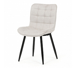 Stolička jedálenská, béžová látka, čierne kovové nohy