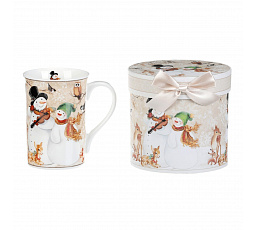 Hrnek porcelánový - 320 ml, dárkové balení, sněhuláci  a veselá zvířátka