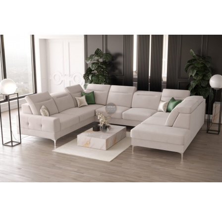 Rohová sedacia súprava MALIBU MAX I 260x350x220 cm - béžová, Ľavá strana