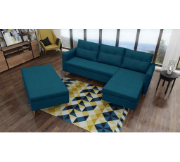 Rohová sedacia súprava s taburetom Areon P modrá