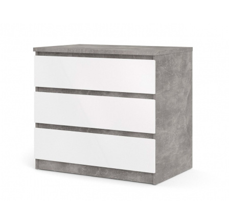 Komoda SIMPLICITY 235, Betón/Biely lesk