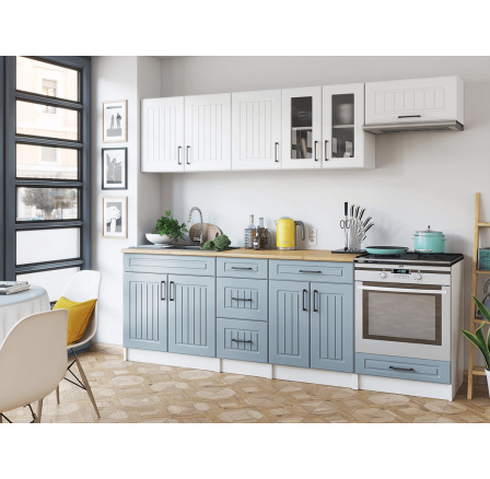 Kuchynská linka Běla 240/240 biela/denim MAT