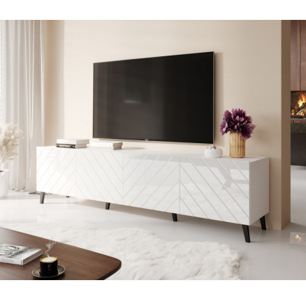 TV komoda ABETO 200, biela matná / biela lesklá