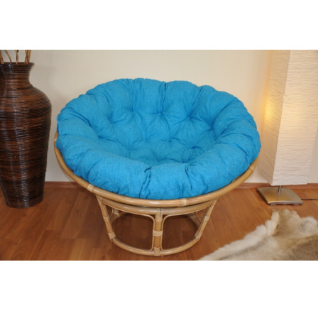 Ratanový papasan 115 cm medový - vankúš tyrkysový Ratanový papasan 115 cm medový - vankúš tyrkysový