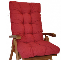 Vankúš pre vysoké záhradné kreslo z teakového dreva - bordová látka