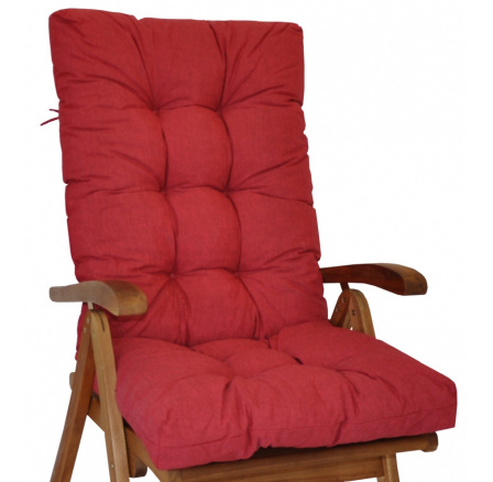 Vankúš pre vysoké záhradné kreslo z teakového dreva - bordová látka