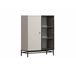 LORINI VITRÍNA 100 2D - kašmír / čierny T-bar / čierny rám