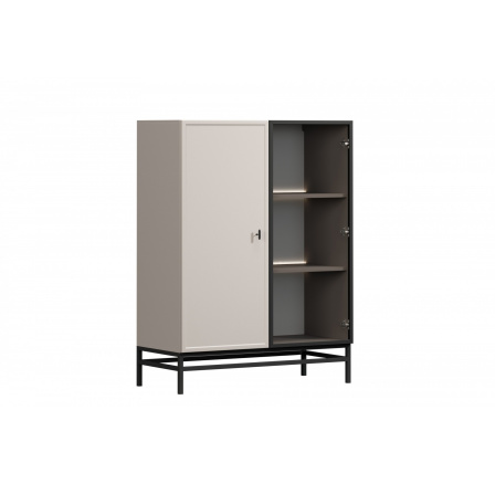 LORINI VITRÍNA 100 2D - kašmír / čierny T-bar / čierny rám