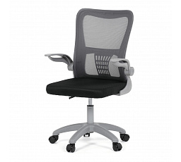 Kancelárska stolička, tmavošedá sieťovina, sivý plast, kolieska na tvrdé podlahy