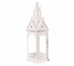Lucerna kovová, kostelní věž - čtyřboká, větší, bílá