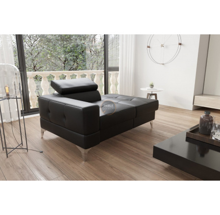 Sofa leňoška TOSCANIA 135 cm prírodná koža - čierna koža, pravá strana Sofa leňoška TOSCANIA 135 cm prírodná koža - čierna koža, pravá strana