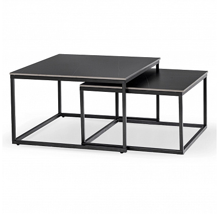 Sada keramických stolíkov TENOR Čierny mramor/Čierny