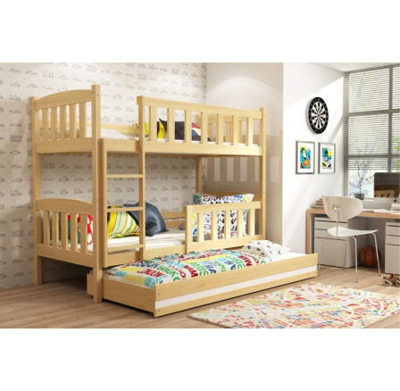 Poschodová posteľ s prístelkou Borovica Kuba