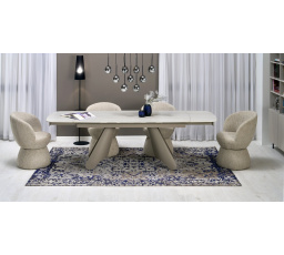 Jedálenský rozkladací stôl SALIX, travertín / kašmír