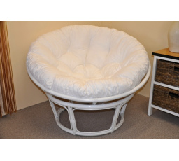 Ratanový papasan 115 cm biely - vankúš biely