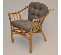 Ratanové kreslo Subaliu - vankúš sivý melír