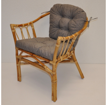 Ratanové kreslo Subaliu - vankúš sivý melír