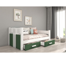 Jednolôžková posteľ BIBI s matracom 200x90 biela+zelená