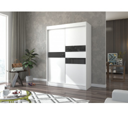 Posuvná skriňa s lacobelom BATIA 150 Biela+Čierny Lacobel