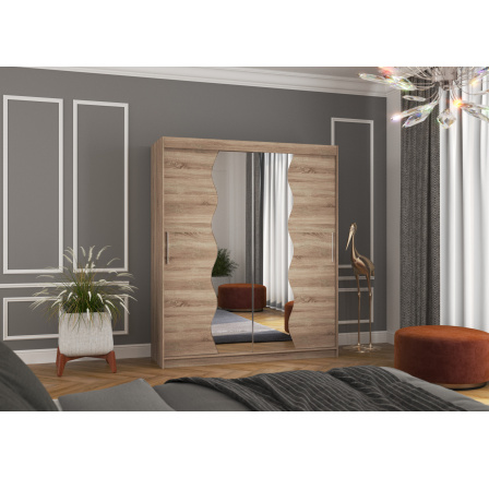 Šatní skriňa s posuvnými dverami a zrkadlom KANSAS 180 Truffle+Truffle