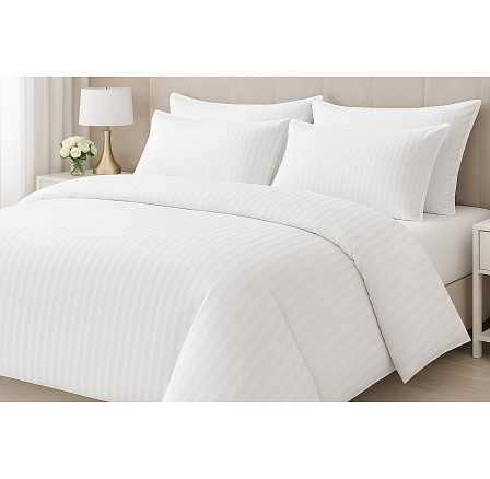 Hotelové obliečky 140x220, 70x90cm Atlas gradl Biela - česaná 145g/m2, prúžok 2cm zipsový uzáver