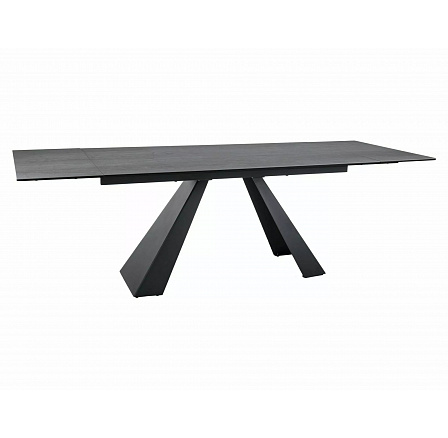 Jedálenský stôl SALVADORE CERAMIC, Pietra di Savoia svetlo šedý mat/Čierny mat