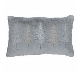 Polštář s výplní - umělá kožešina, vánoční, šedý, 100% polyester, 50 x 30 cm