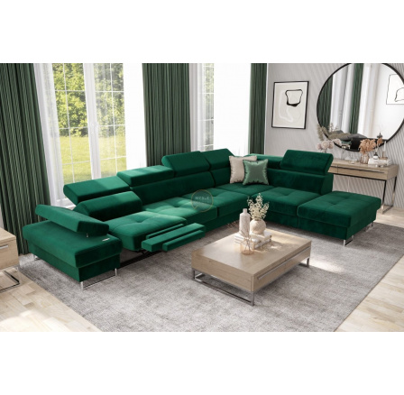 Rohová sedacia súprava GALAXY, relax s funkciou spania 225X350 cm - voliteľný odtieň - pravá Rohová sedacia súprava GALAXY, relax s funkciou spania 225X350 cm - voliteľný odtieň - pravá