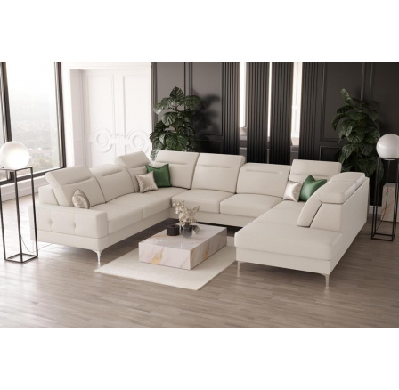Rohová sedacia súprava MALIBU MAX I 260x350x220 cm prírodná koža - Koža ecru, Ľavá strana Rohová sedacia súprava MALIBU MAX I 260x350x220 cm prírodná koža - Koža ecru, Ľavá strana