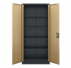 Kovová skriňa s policami Eco Design JAN H, 900 x 1950 x 400 mm, Antracitová/orech