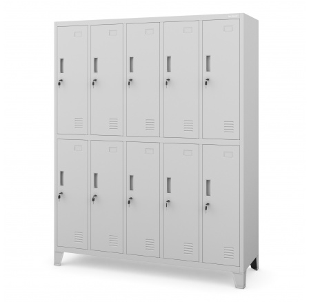 Šatní skriňa na oblečenie s 10 boxmi sivá: BARTEK, 1360 x 1720 x 450 mm