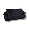 Dvojmiestna pohovka SOFA MANCHESTR, poťah: Royal Velvet čierny, nožičky: typ 1B, strieborné kryštáliky, strieborné zdobenie
