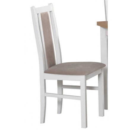 BOSANOVA 14 jedálenská stolička (BOSS 14) biela/béžová látka 25X (DM)- kolekcia "DRE" (K150-Z)