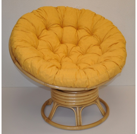 Ratanový papasan hojdací medový poduška žltý melír