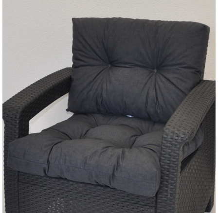Poduška na kreslo z umelého ratanu - látka tmavošedý melír