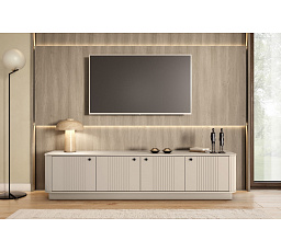 VESPER RTV 187 4D - kašmírová MDF / kašmír / čierne úchyty / sokel