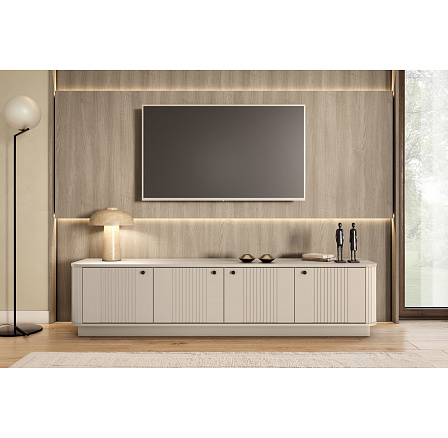 VESPER RTV 187 4D - kašmírová MDF / kašmír / čierne úchyty / sokel VESPER RTV 187 4D - kašmírová MDF / kašmír / čierne úchyty / sokel