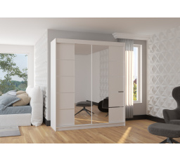 Posuvná skriňa so zrkadlom TRAVES 180 Biela+Biela