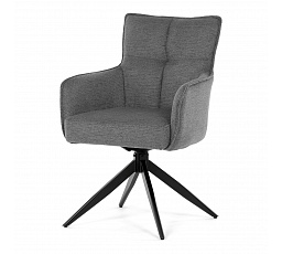 Jedálenská stolička, taštičkové pružiny v sedadle, 180° otočný mechanizmus, sivá vodeodolná látka, čierny kov