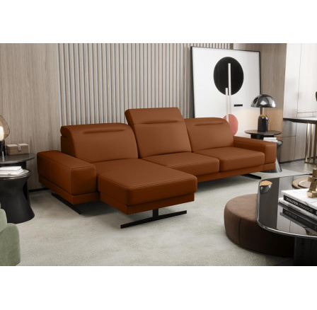 Rohová Kožená sedacia súprava FIORE MINI 265x180 cm - prírodná koža - voliteľná farba, ľavá