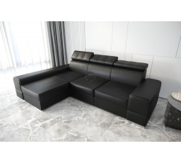 Rohová sedacia súprava ROYAL 295×185 - čierna eko koža, ľavá