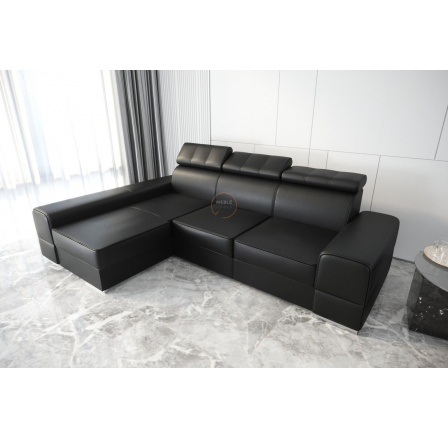 Rohová sedacia súprava ROYAL 295×185 - čierna eko koža, ľavá