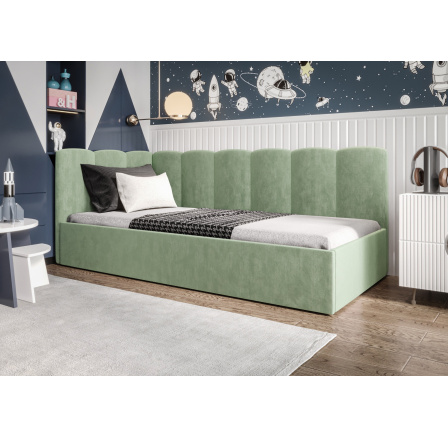 Posteľ SIMBA - zelená - T33, Ľavá strana